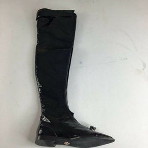 Oscar Tiye Women's Black Leather Block Heel Tall Boots Size 36 EUR (US 5.5)
